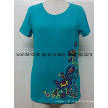 Fashion Custom Embroidery Round Neck Cotton Hot Wholesale Girl Tee Shirt